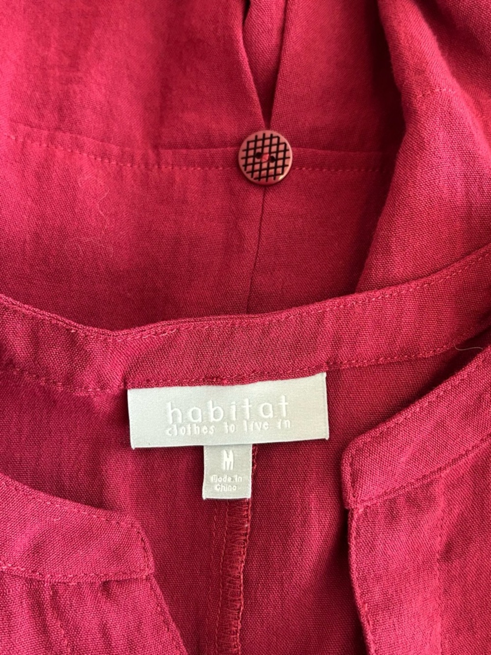 Habitat Button Down Long Sleeve Shirt Women’s SZ Medium in Burgundy‎ - Picture 5 of 6